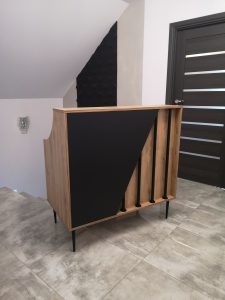 recepcja barberska, recepcja loft, recepcja industrialna, lada recepcyjna nowoczesna