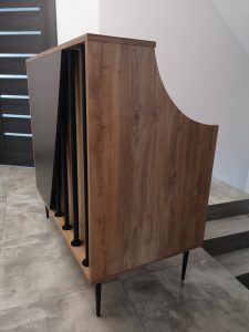 recepcja metal i drewno, lada loftowa, recepcja industrialna.