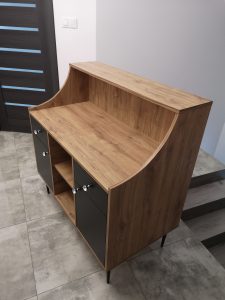 Meble na recepcje, lada loft, lada recepcyjna z nadstawką, recepcja industrialna