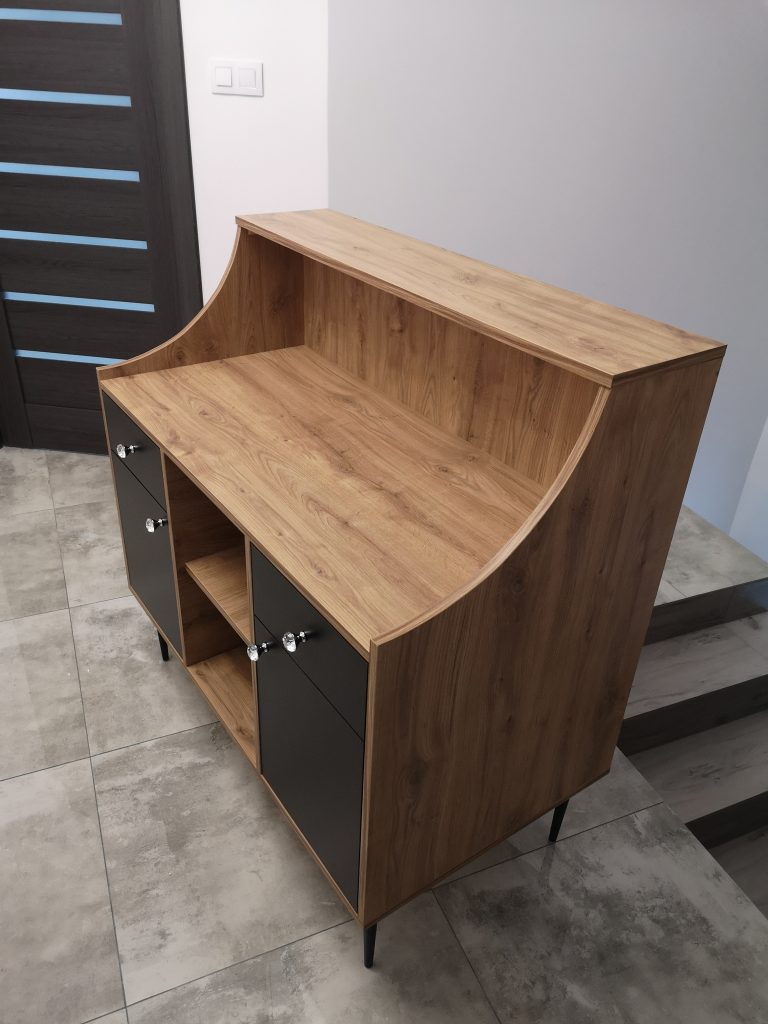 Meble na recepcje, lada loft, lada recepcyjna z nadstawką, recepcja industrialna