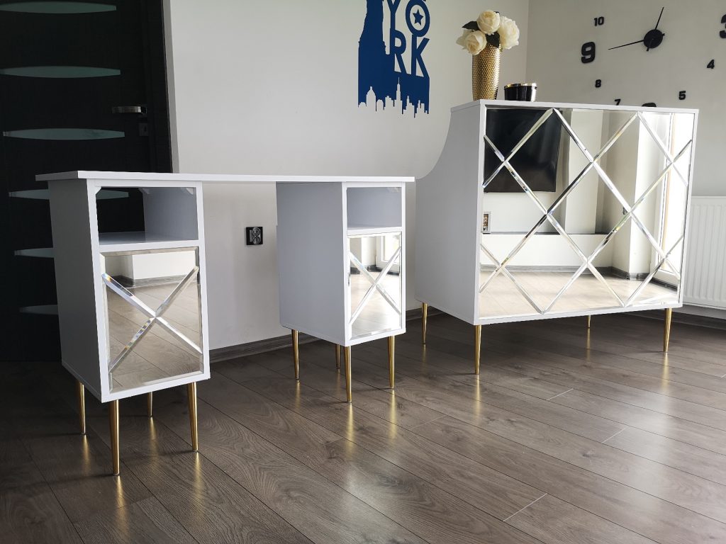 recepcja lustro, recepcja lustrzana, recepcja glamour kosmetyczna