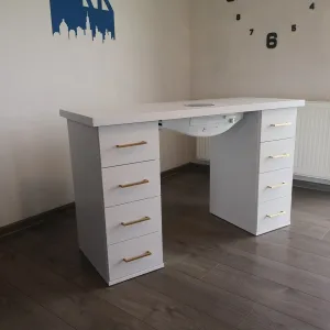 biurko do manicure, biurko kosmetyczne, białe biurko kosmetyczne, biurko kosmetyczne z pochłaniaczem pyłu, białe biurko