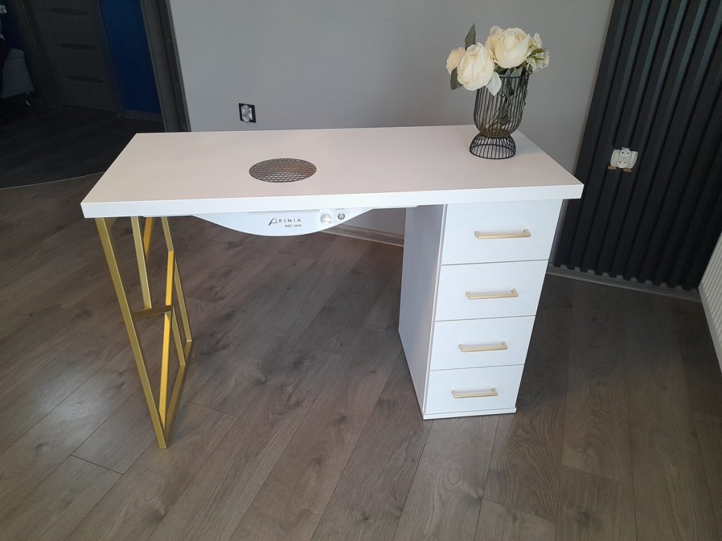 Biurko kosmetyczne, stół kosmetyczny, biurko do manicure z pochłaniaczem pyłu, biurko kosmetyczne afinia, biruko do manicure glamour