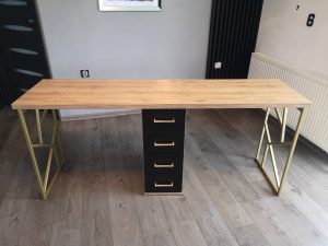 Biurko do manicure loft, biurko podwójne, stolik kosmetyczny loft dwustanowiskowy, stół kosmetyczny loft