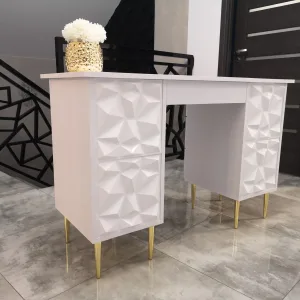 białe biurko kosmetyczne, biurko do manicure, biurko do stylizacji paznokci