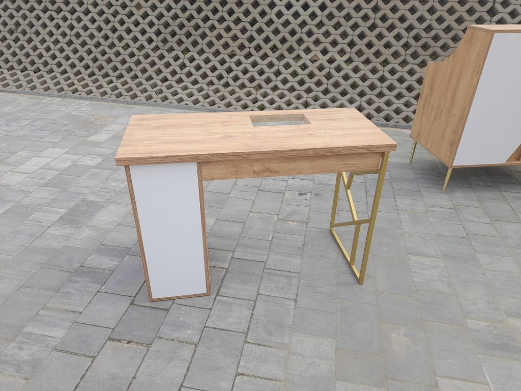 Biurko do manicure loft, biurko podwójne, stolik kosmetyczny loft dwustanowiskowy, stół kosmetyczny loft