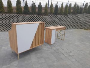 Biurko do manicure loft, biurko podwójne, stolik kosmetyczny loft dwustanowiskowy, stół kosmetyczny loft