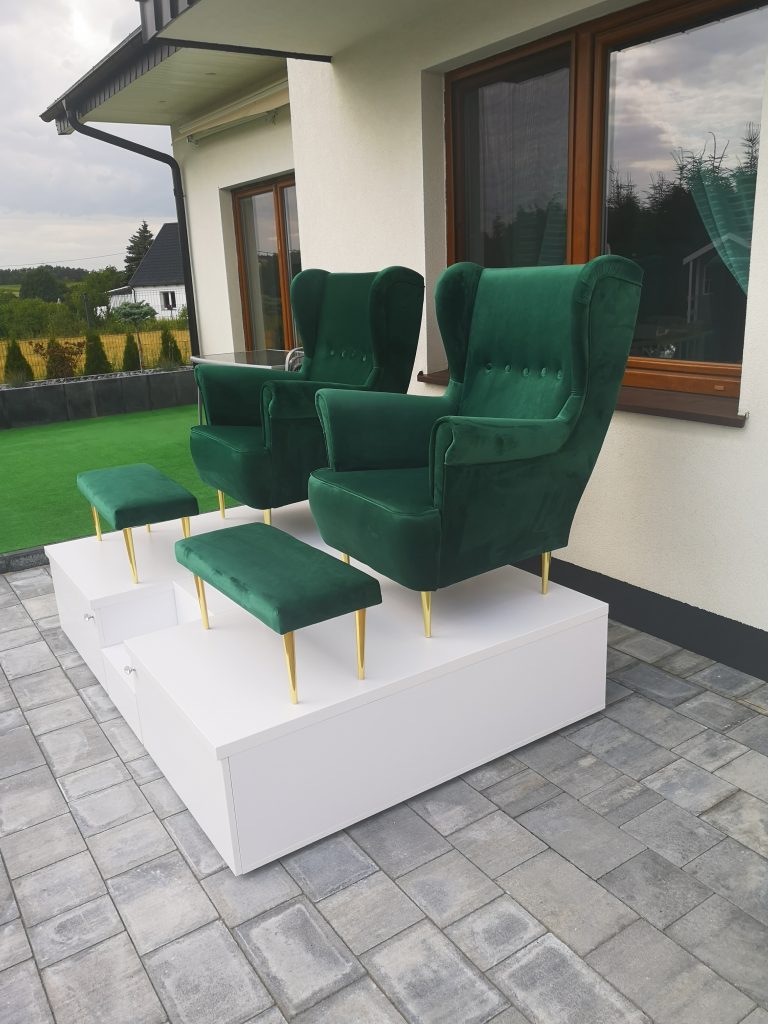 Podest do pedicure, zestaw do pedicure, stanowisko do pedicure, fotel kosmetyczny, fotel do pedicure, podwójny podest do pedicure