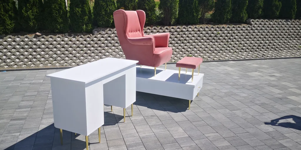 Biurko kosmetyczne, stół kosmetyczny, biurko do manicure z pochłaniaczem pyłu, biurko kosmetyczne afinia, białe biruko do manicure glamour