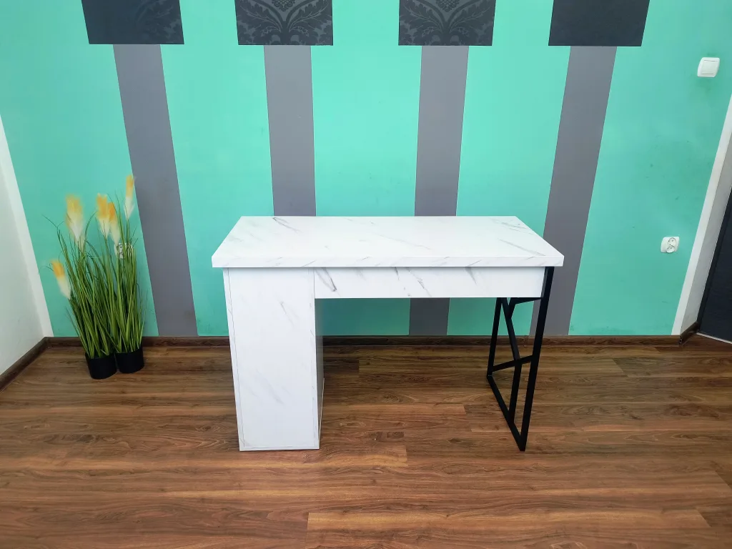 biurko-kosmetyczne, biurko do manicure, białe biurko kosmetyczne, biurko marmur, biurko kosmetyczne marmur