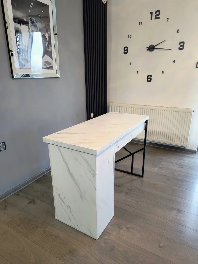biurko-kosmetyczne, biurko do manicure, białe biurko kosmetyczne, biurko marmur, biurko kosmetyczne marmur