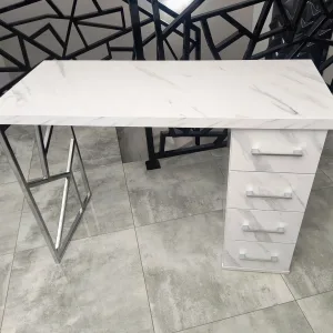 biurko-kosmetyczne, biurko do manicure, białe biurko kosmetyczne, biurko marmur, biurko kosmetyczne marmur