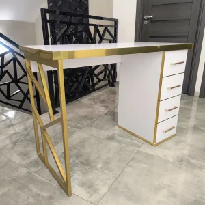 złote biurko glamour, biurko kosmetyczne glamour, biurko do manicure