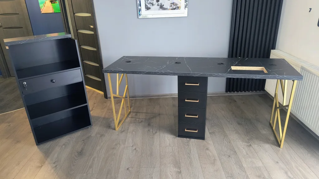 Biurko kosmetyczne, stół kosmetyczny, biurko do manicure z pochłaniaczem pyłu, biurko kosmetyczne afinia, biruko do manicure glamour