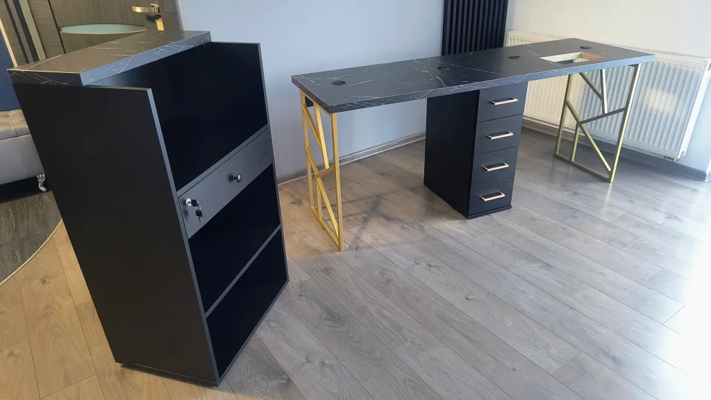 Biurko kosmetyczne, stół kosmetyczny, biurko do manicure z pochłaniaczem pyłu, biurko kosmetyczne afinia, biruko do manicure glamour