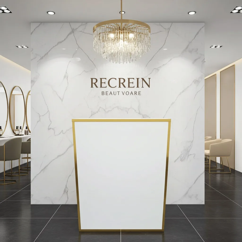 recepcja kosmetyczna, biała recepcja lada, biała recepcja kosmetyczna