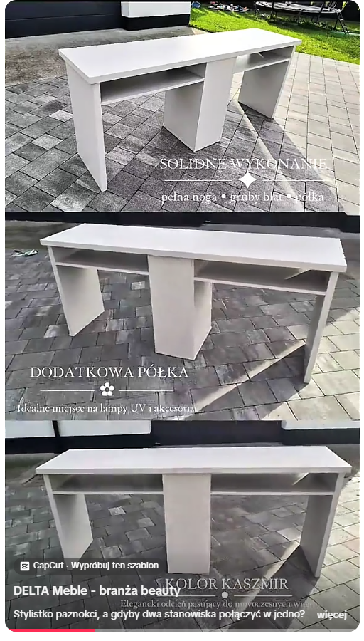 Dwustanowiskowe biurko kosmetyczne w kolorze kaszmir